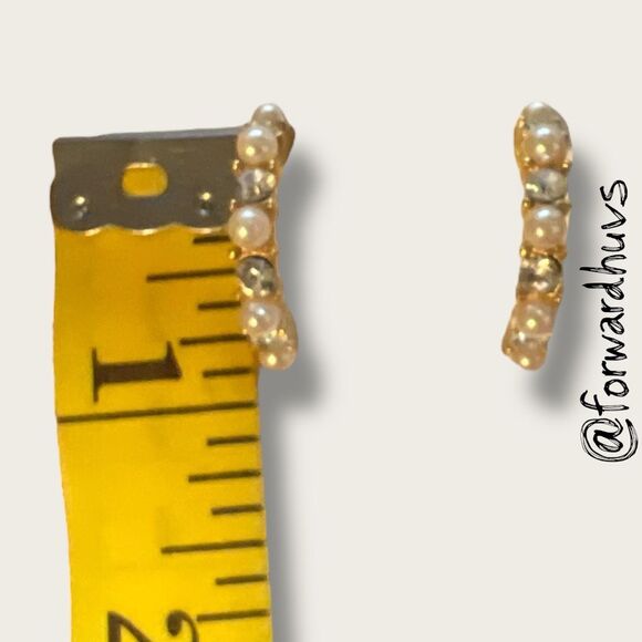 Bundle Sale 3 for $15 | Gold Tone With Faux Pear Half Hoop Earrings - Picture 8 of 10